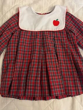 Vintage 1980s Jayne Copeland plaid apple dress